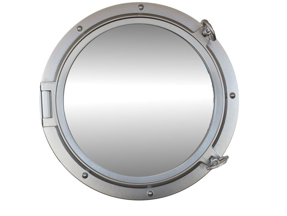 Silver Finish Decorative Ship Porthole Mirror 24"