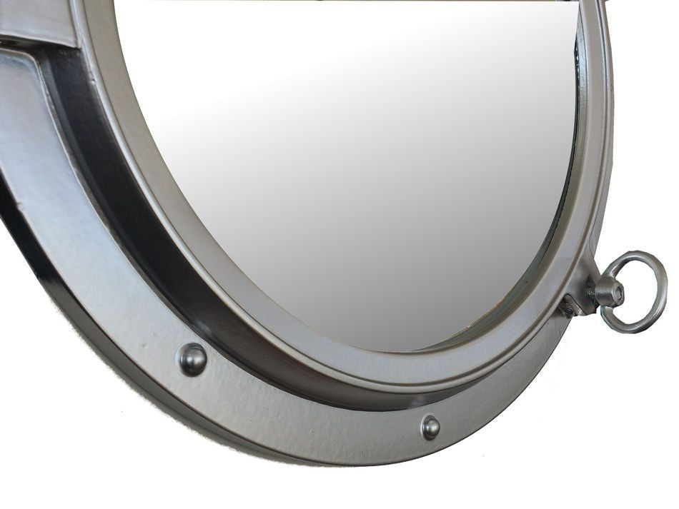 Silver Finish Decorative Ship Porthole Mirror 24"