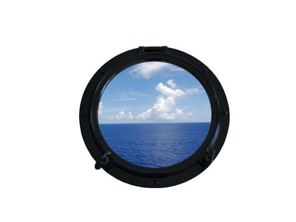 Gloss Black Decorative Ship Porthole Window 24"