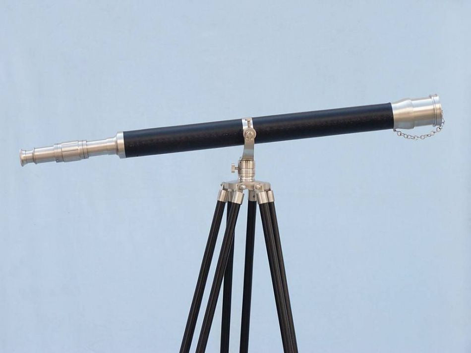 Floor Standing Brushed Nickel With Leather Galileo Telescope 65"