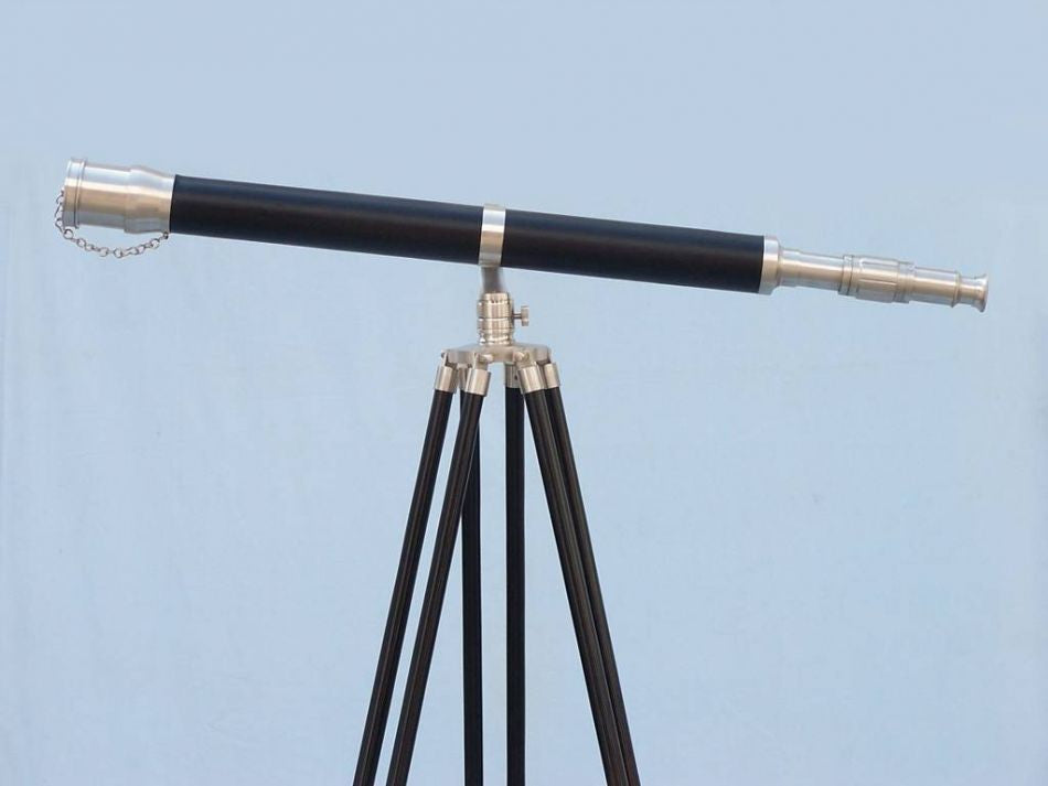 Floor Standing Brushed Nickel With Leather Galileo Telescope 65"
