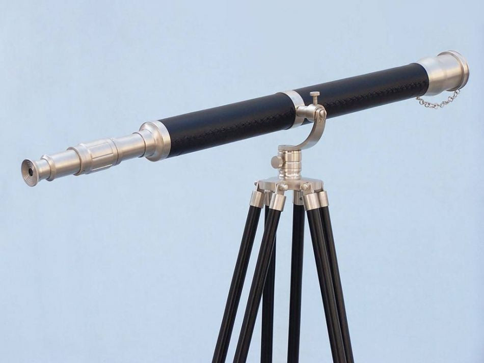 Floor Standing Brushed Nickel With Leather Galileo Telescope 65"