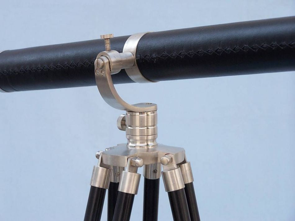 Floor Standing Brushed Nickel With Leather Galileo Telescope 65"
