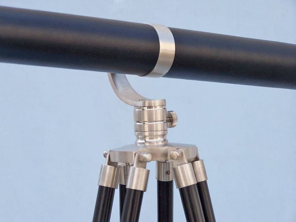 Floor Standing Brushed Nickel With Leather Galileo Telescope 65"