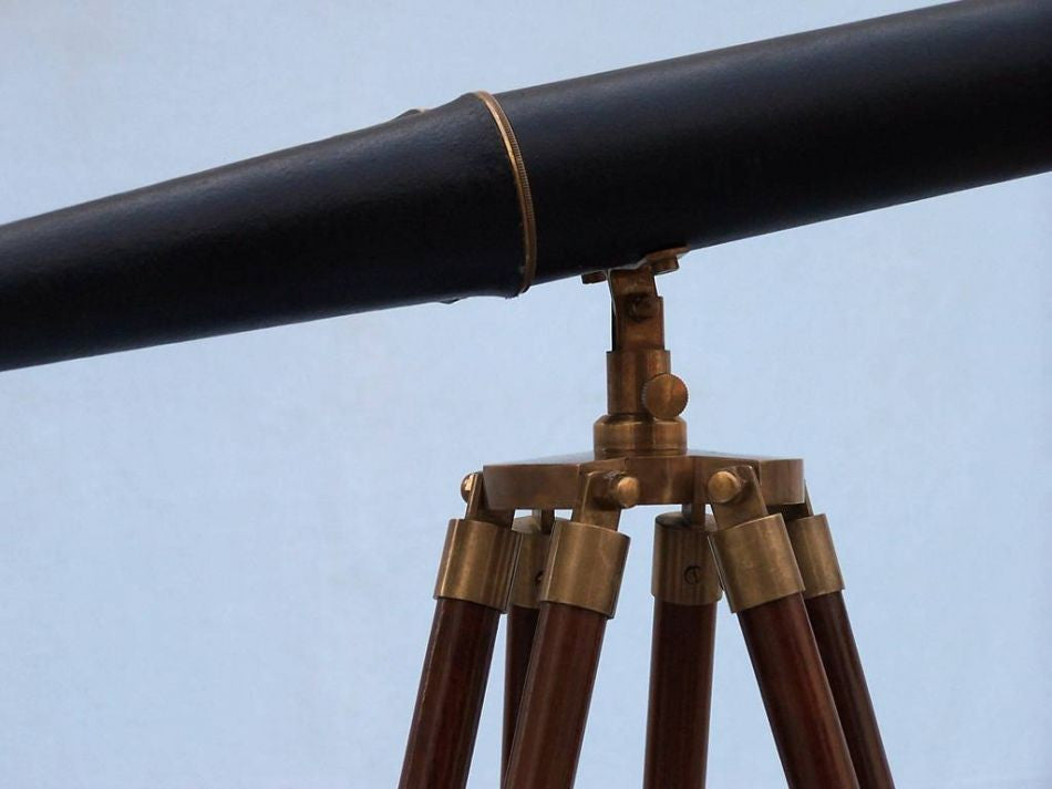 Floor Standing Admirals Antique Brass Binoculars with Leather 62"