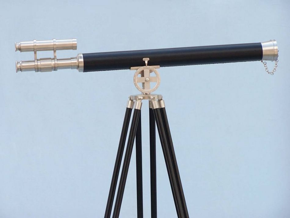 Floor Standing Brushed Nickel With Leather Griffith Astro Telescope 65"