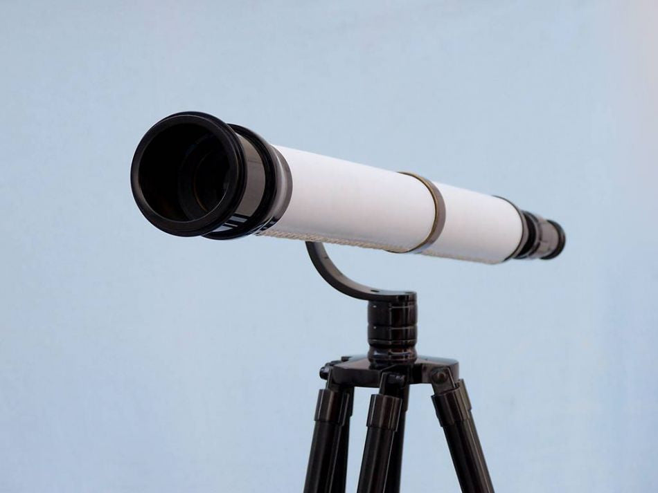 Floor Standing Oil-Rubbed Bronze-White Leather With Black Stand Galileo Telescope 65"