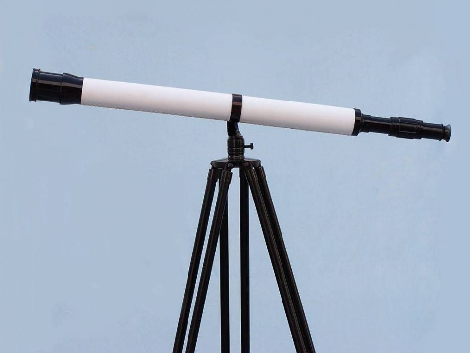 Floor Standing Oil-Rubbed Bronze-White Leather With Black Stand Galileo Telescope 65"