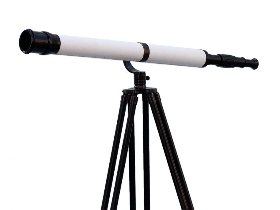Floor Standing Oil-Rubbed Bronze-White Leather With Black Stand Galileo Telescope 65"