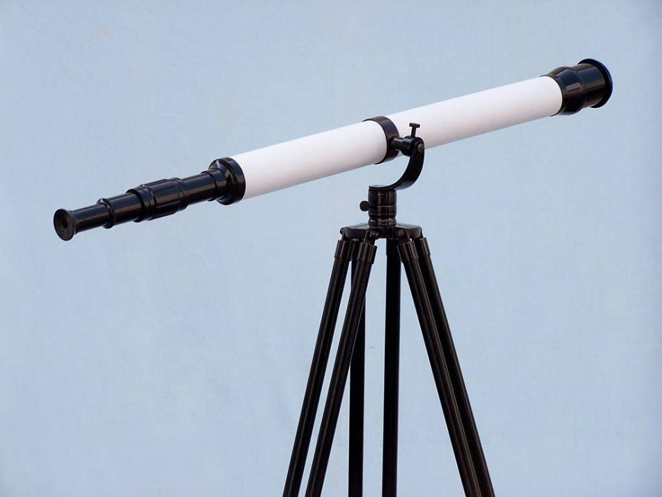 Floor Standing Oil-Rubbed Bronze-White Leather With Black Stand Galileo Telescope 65"