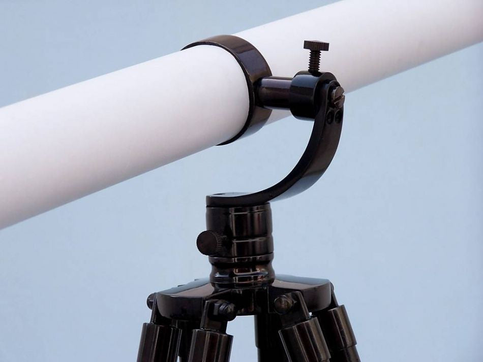 Floor Standing Oil-Rubbed Bronze-White Leather With Black Stand Galileo Telescope 65"