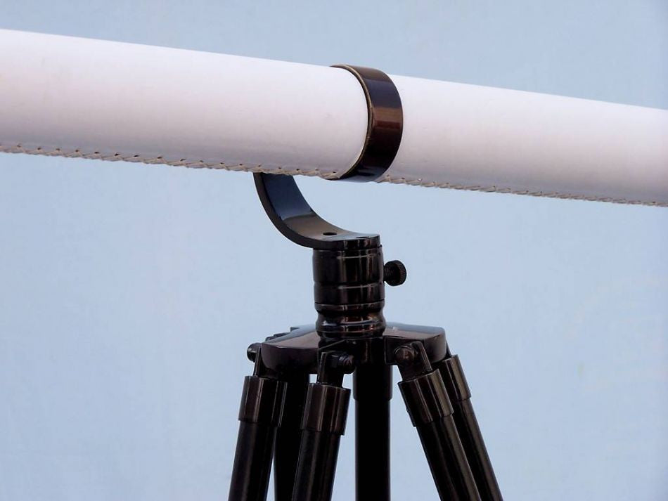 Floor Standing Oil-Rubbed Bronze-White Leather With Black Stand Galileo Telescope 65"
