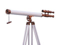 Floor Standing Antique Copper With White Leather Griffith Astro Telescope 65"