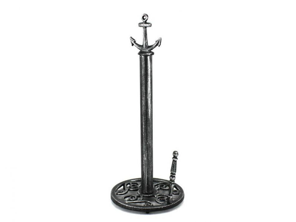 Antique Silver Cast Iron Anchor Paper Towel Holder 16"