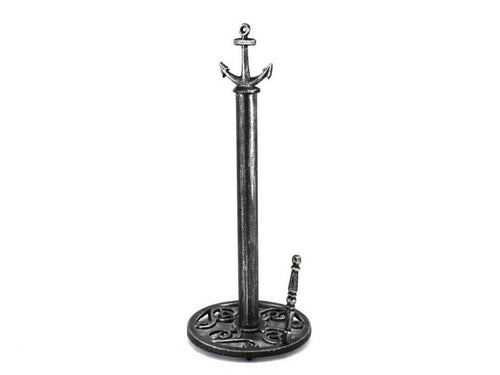 Antique Silver Cast Iron Anchor Paper Towel Holder 16"