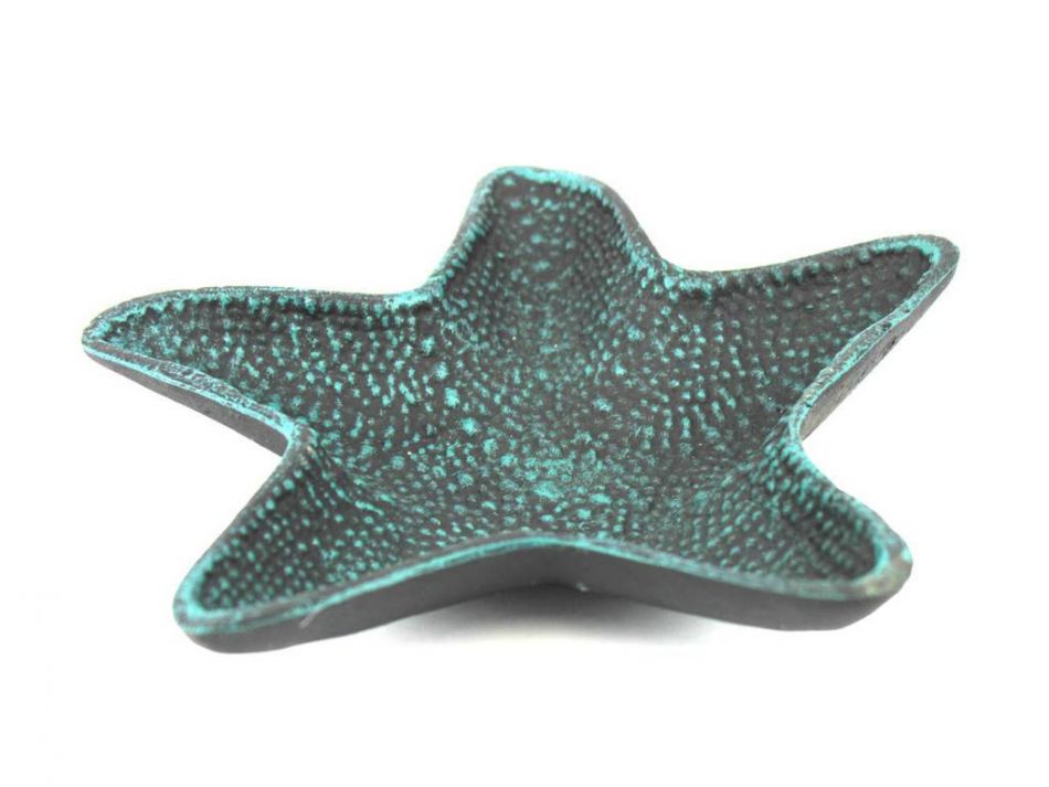 Seaworn Blue Cast Iron Starfish Decorative Bowl 8"