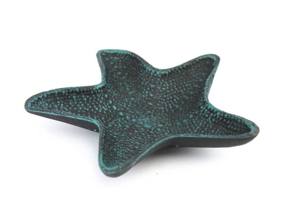 Seaworn Blue Cast Iron Starfish Decorative Bowl 8"