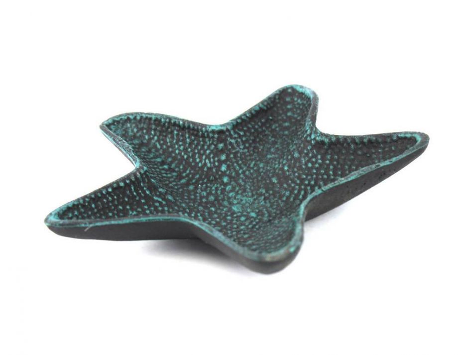 Seaworn Blue Cast Iron Starfish Decorative Bowl 8"