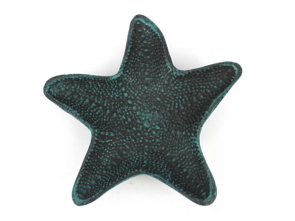 Seaworn Blue Cast Iron Starfish Decorative Bowl 8"