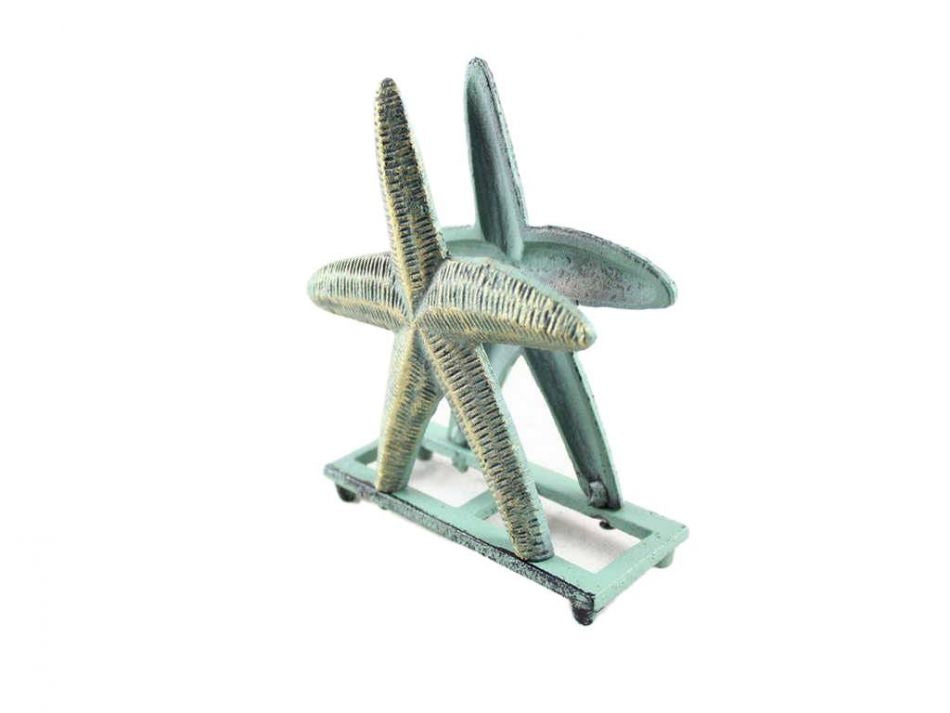 Antique Bronze Cast Iron Starfish Napkin Holder 6"