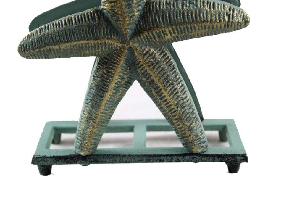 Antique Bronze Cast Iron Starfish Napkin Holder 6"