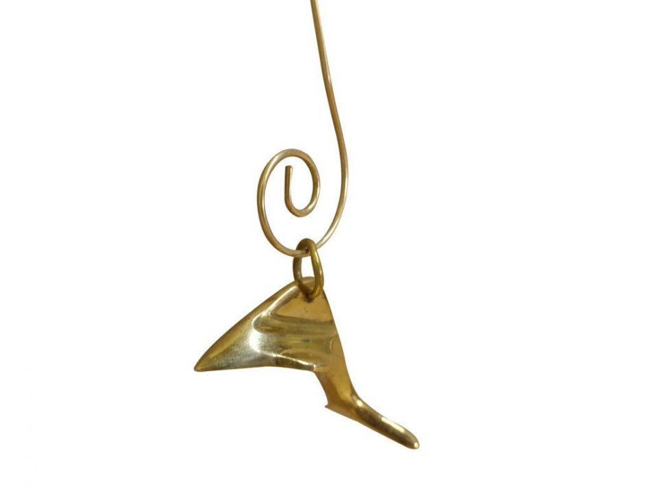 Solid Brass Dolphin Christmas Ornament 3"