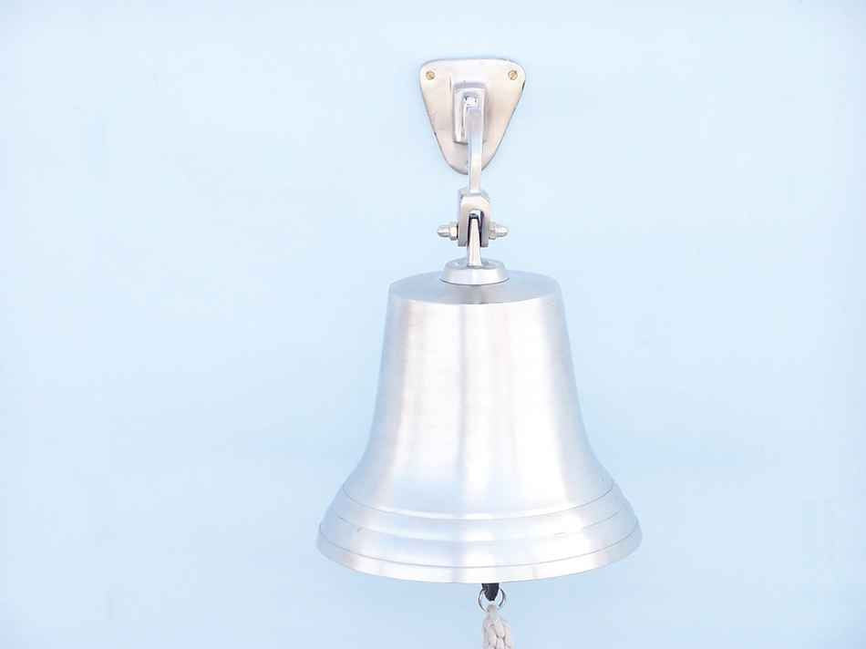 Brushed Nickel Hanging Ship's Bell 15"