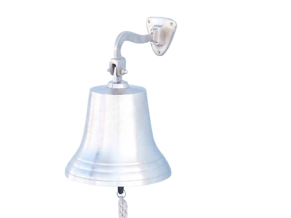 Brushed Nickel Hanging Ship's Bell 15"