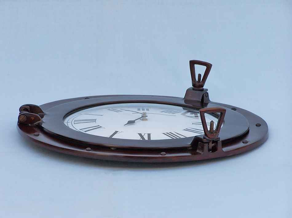 Antique Copper Decorative Ship Porthole Clock 17"