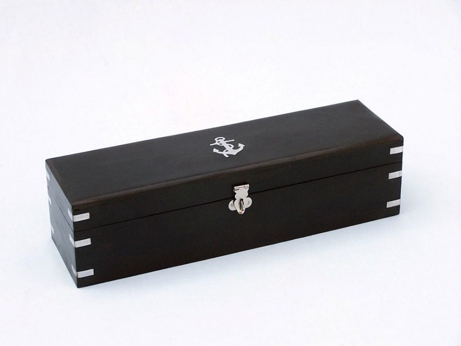 Deluxe Class Hampton Collection Chrome - Leather Spyglass with Black Rosewood Box 36"