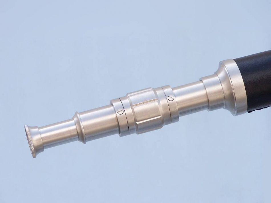 Floor Standing Brushed Nickel With Leather Harbor Master Telescope 50"