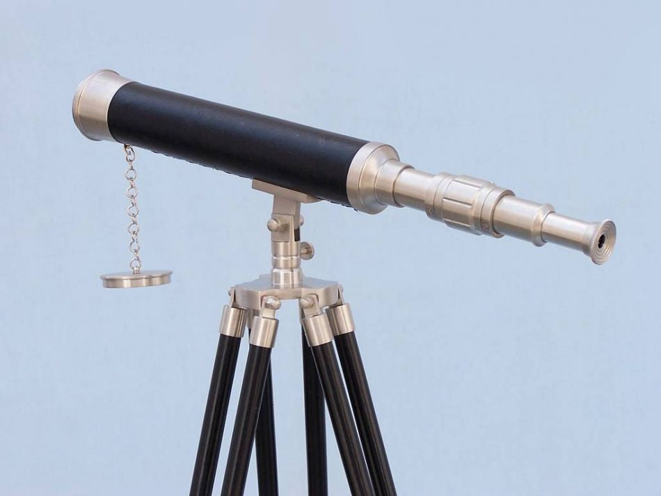 Floor Standing Brushed Nickel With Leather Harbor Master Telescope 50"