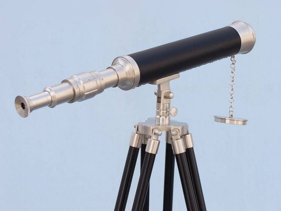 Floor Standing Brushed Nickel With Leather Harbor Master Telescope 50"