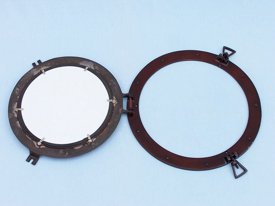 Antique Copper Decorative Ship Porthole Mirror 20"