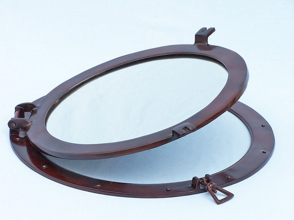 Antique Copper Decorative Ship Porthole Mirror 20"