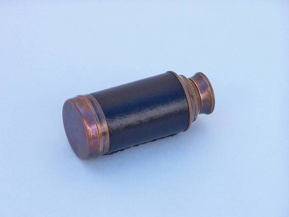 Deluxe Class Scout Antique Copper Spyglass Telescope 7" with Rosewood Box