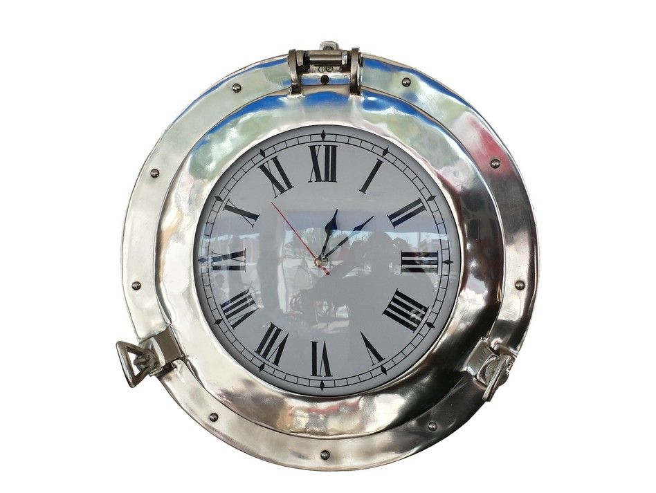 Chrome Decorative Ship Porthole Clock 12"