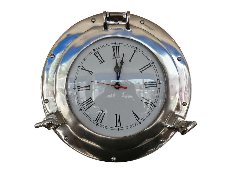 Chrome Decorative Ship Porthole Clock 12"