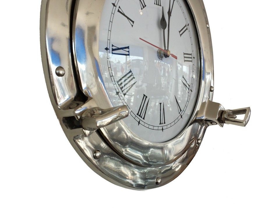Chrome Decorative Ship Porthole Clock 12"