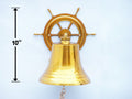 Brass  Plated Hanging Ship Wheel Bell 10"