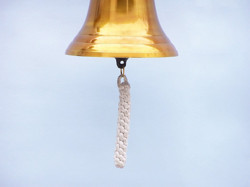 Brass  Plated Hanging Ship Wheel Bell 10"