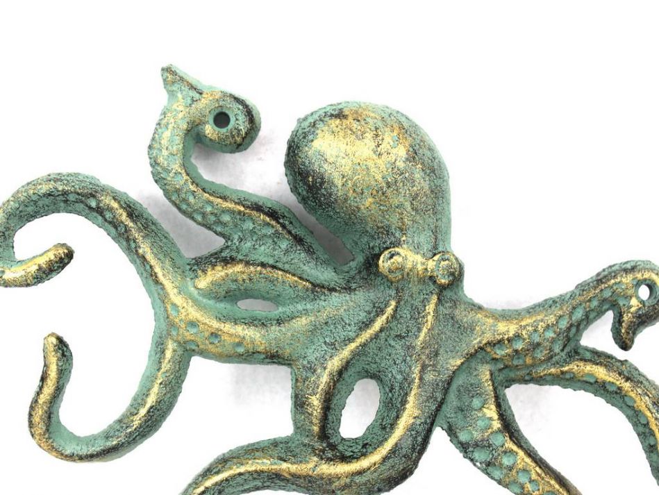 Antique Bronze Cast Iron Octopus Hook 11"