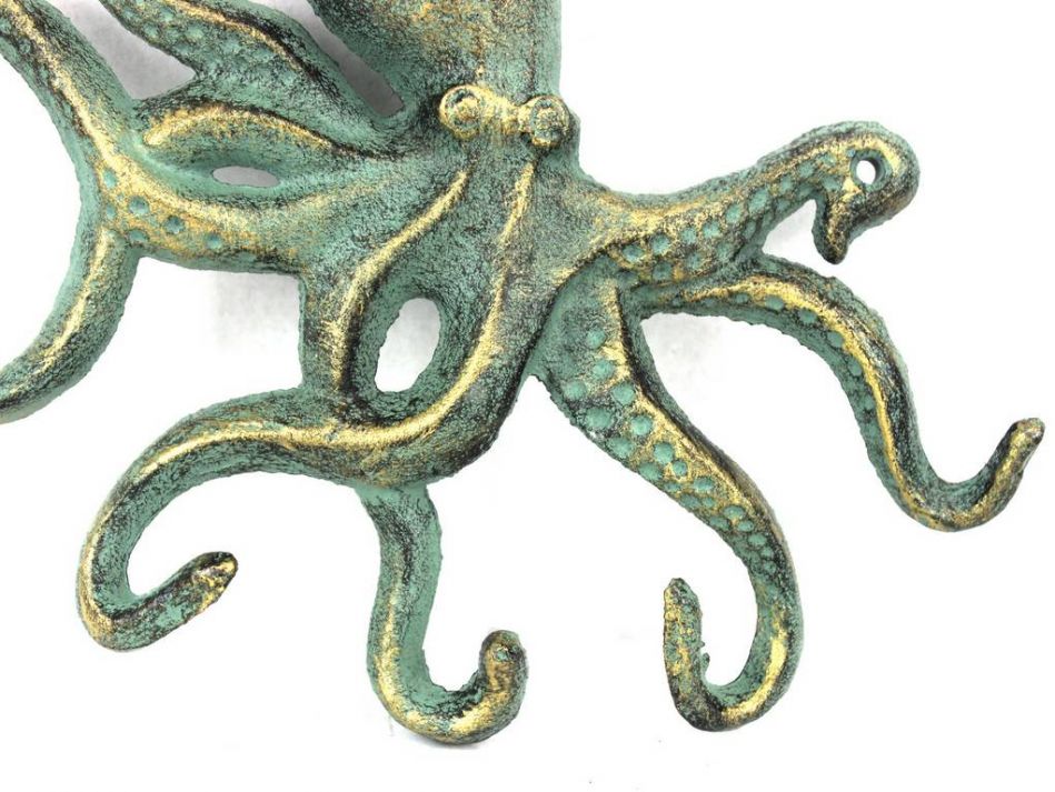 Antique Bronze Cast Iron Octopus Hook 11"