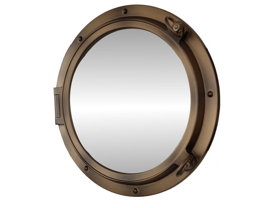 Bronzed Decorative Ship Porthole Mirror 24"