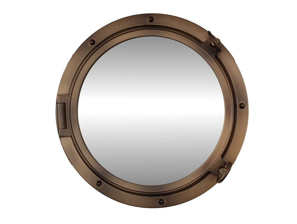 Bronzed Decorative Ship Porthole Mirror 24"
