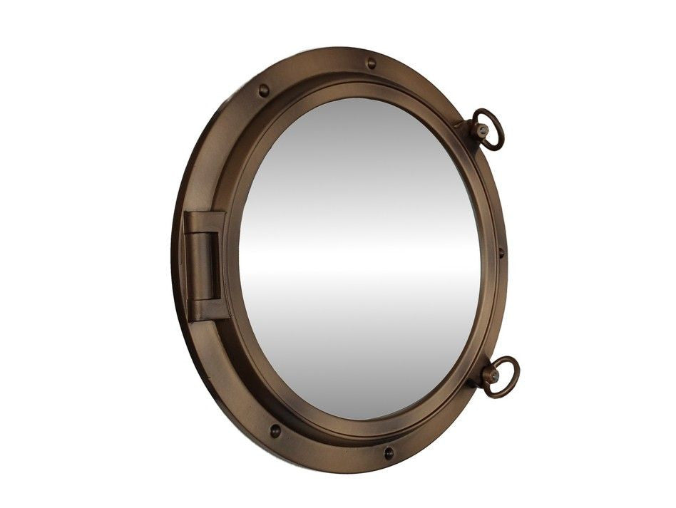 Bronzed Decorative Ship Porthole Mirror 24"