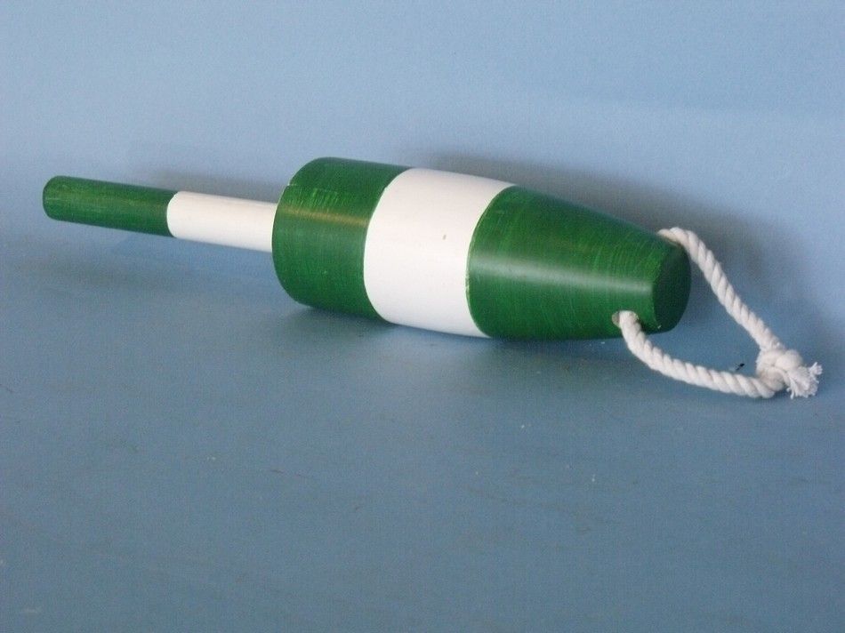 Wooden Dark Green Cape Rock Decorative Lobster Trap Buoy 15"