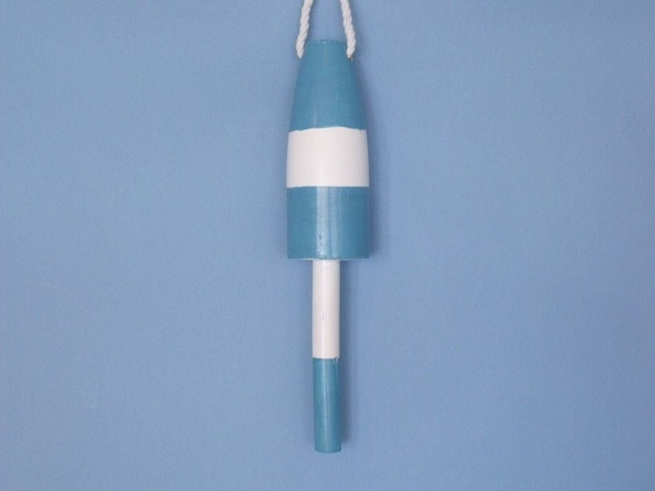 Wooden Light Blue Cape Rock Decorative Lobster Trap Buoy 15""