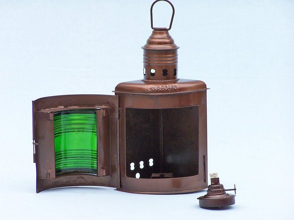 Antique Copper Port and Starboard Oil Lamp 12"