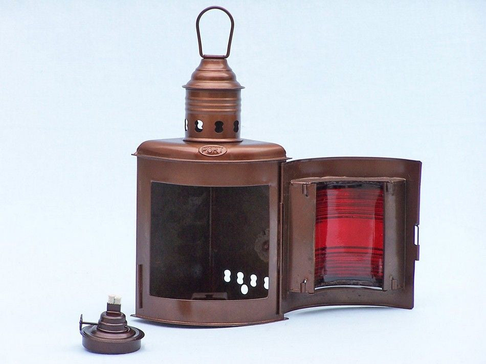 Antique Copper Port and Starboard Oil Lamp 12"